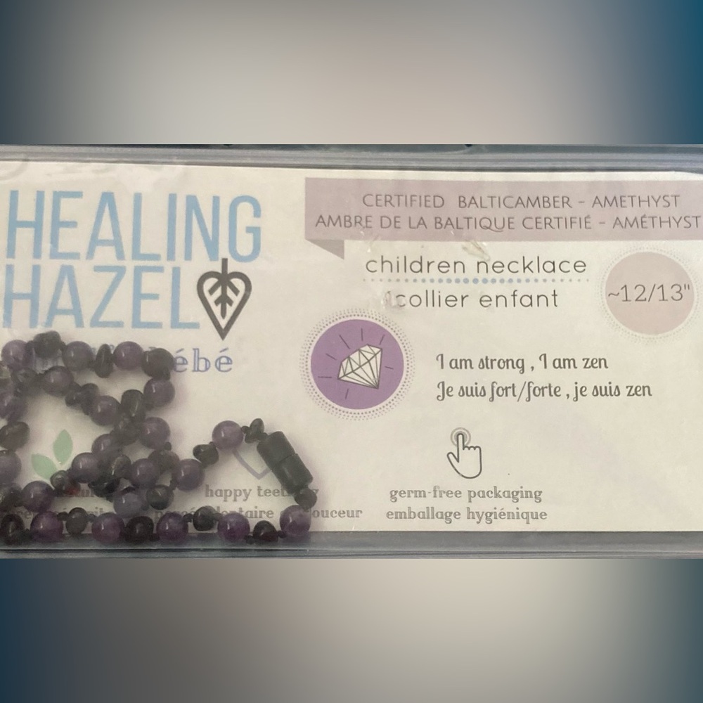 Healing Hazel baby necklace - baltic amber & amethyst